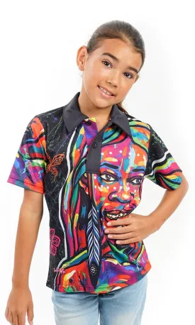 Aboriginal Art Kids Unisex Polo Nature Girl