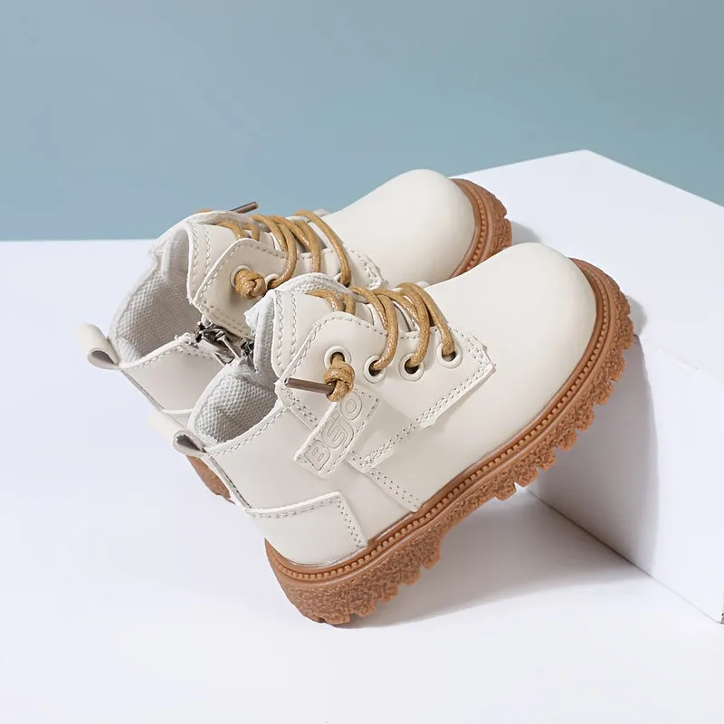 Adorable Ankle-High Microfiber Synthetic Leather Baby Boy Boots - Wear-Resistant Non-Slip, Heart Pattern, Round Toe, Zipper Closure, Cloth Insole, TPR Sole, Perfect for First Walkers in Spring and Autumn