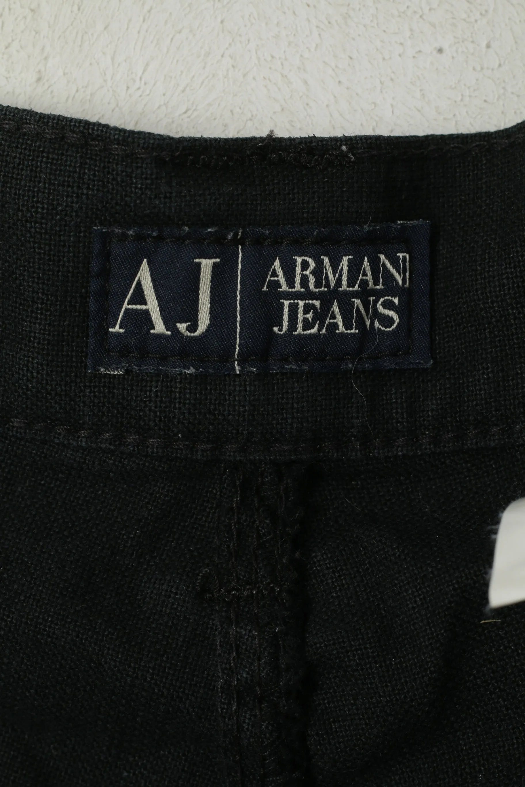 Armani Jeans Women 30 Trousers Black Linen AJ Straight Comfort Leg High Waist Pants