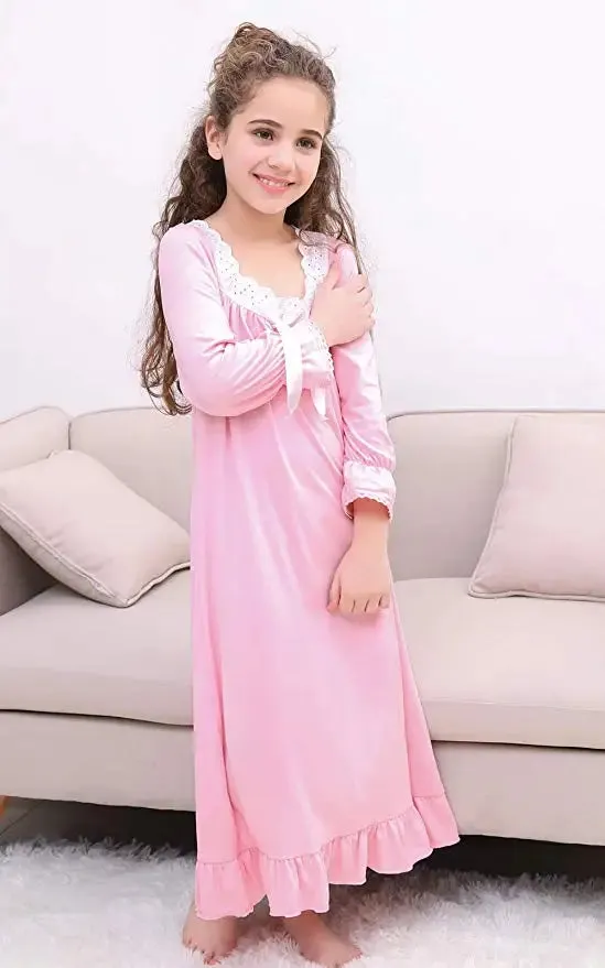 Baby Girl Clothes Princess Nightgown Long Sleeve Sleep Shirts Nightshirts Pajamas Christmas Dress Sleepwear kids for 3-12 Years