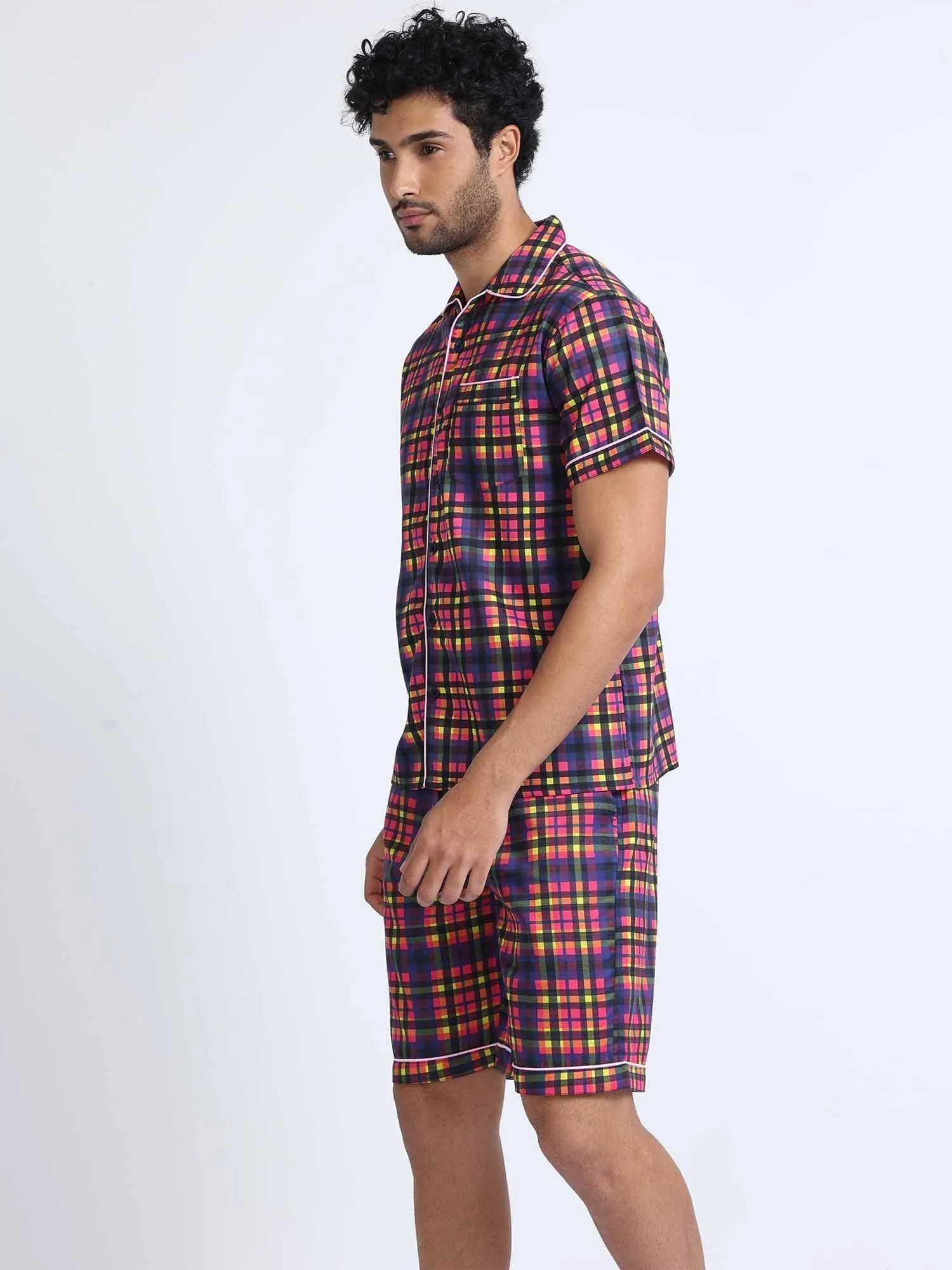 Bright Checks Digital Printed Half Sleeve Co-Ords