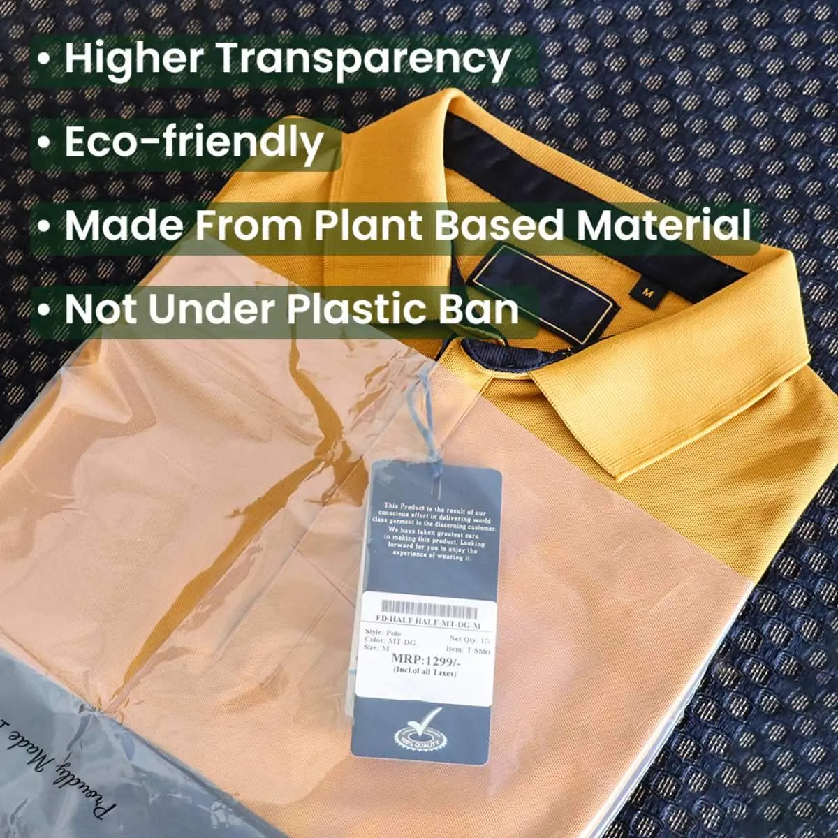 Compostable Transparent Garment Bags - 10x14 2 inch Flap, 1000pcs