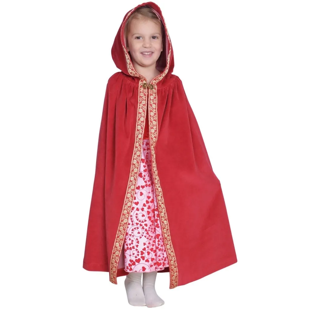 Cotton Velour Cape with Ribbon Trim