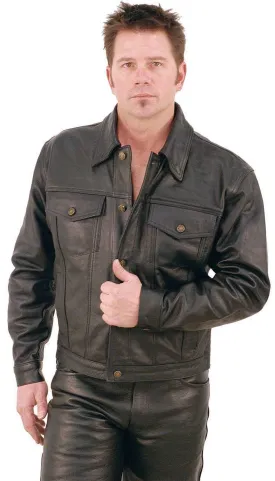 Denim Style Black Leather Jacket #M1411