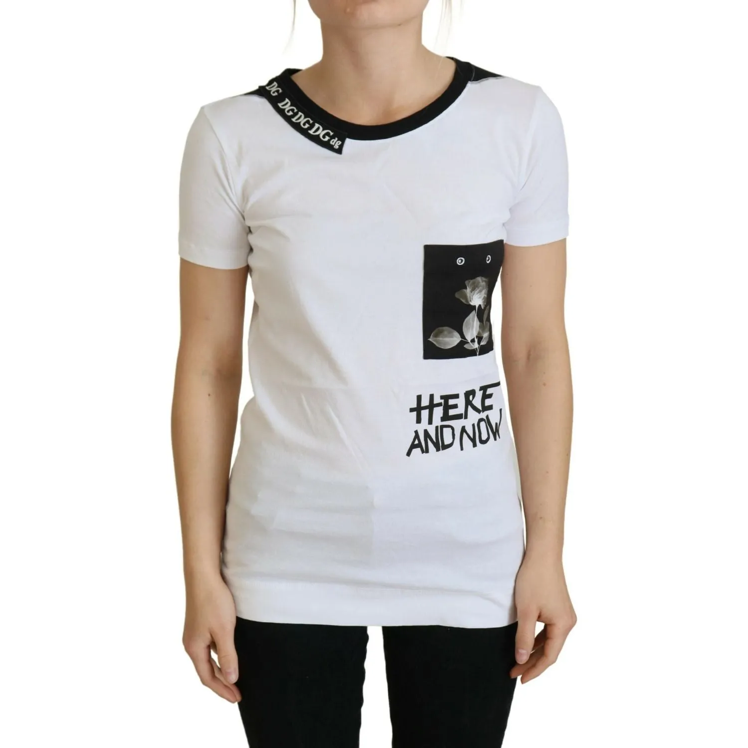 Dolce & Gabbana Chic Monochrome 'Here and Now' Cotton Tee