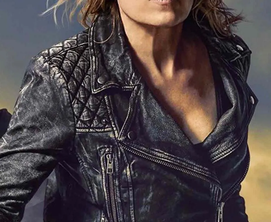 Fear The Walking Dead Madison Clark Distressed Black Quilted Ladies Leather Jacket