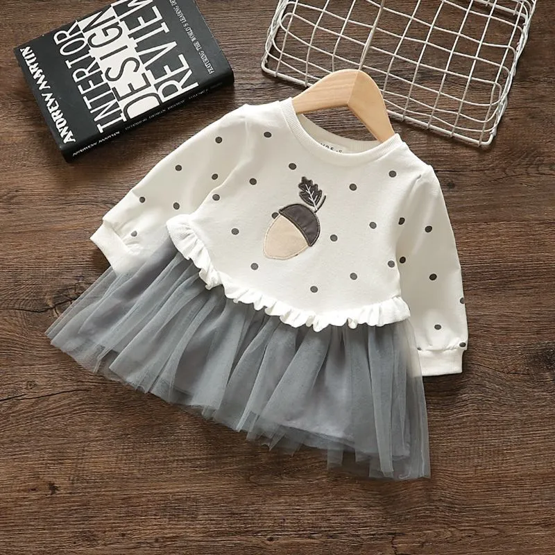 Girls Dress Autumn Clothing Baby Toddler Long Sleeve Pullover Dress New Trendy Gauze Skirt Children Baby Girl Princess Dress