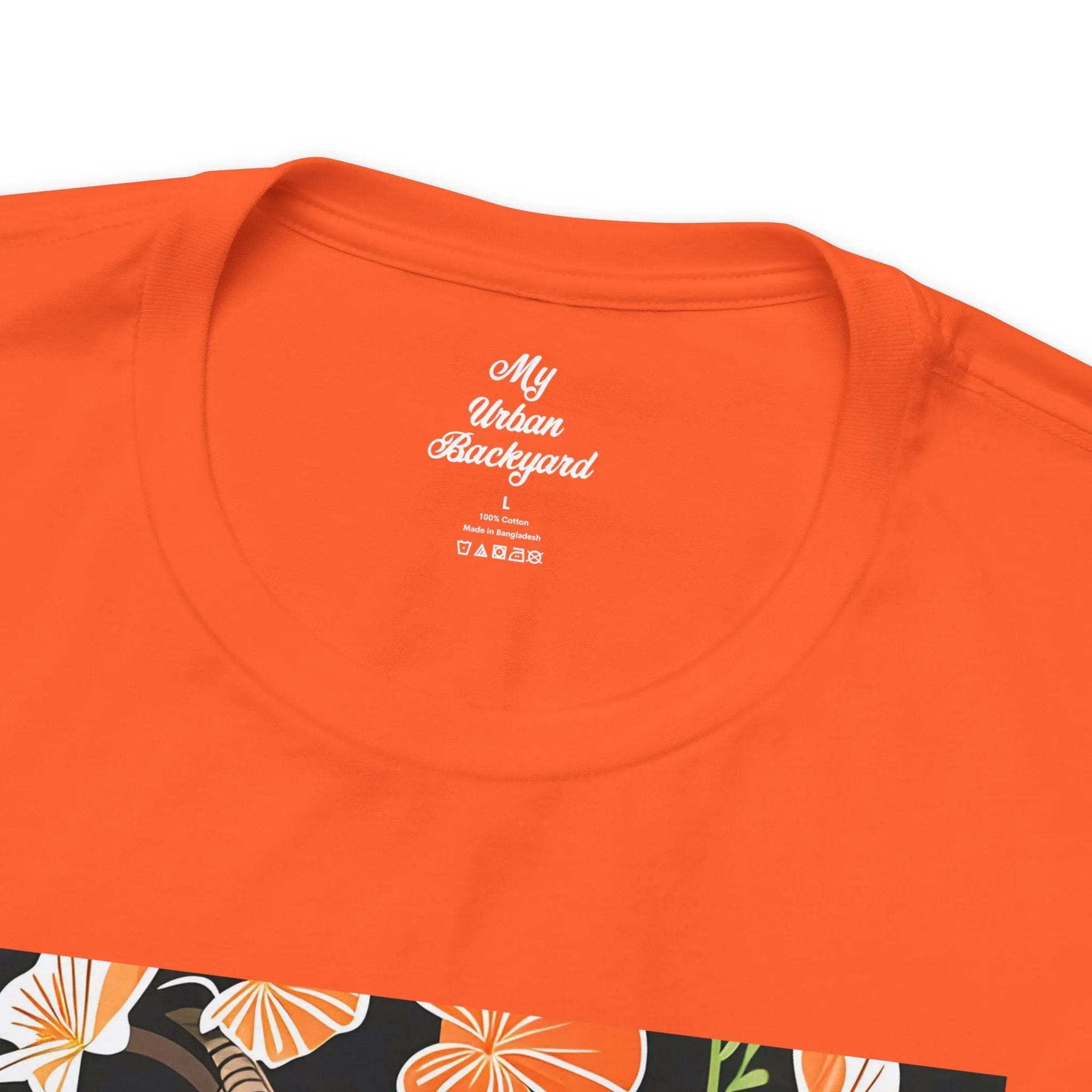 Goat with Orange Flowers, Soft 100% Jersey Cotton T-Shirt, Unisex, Short Sleeve, Retail Fit