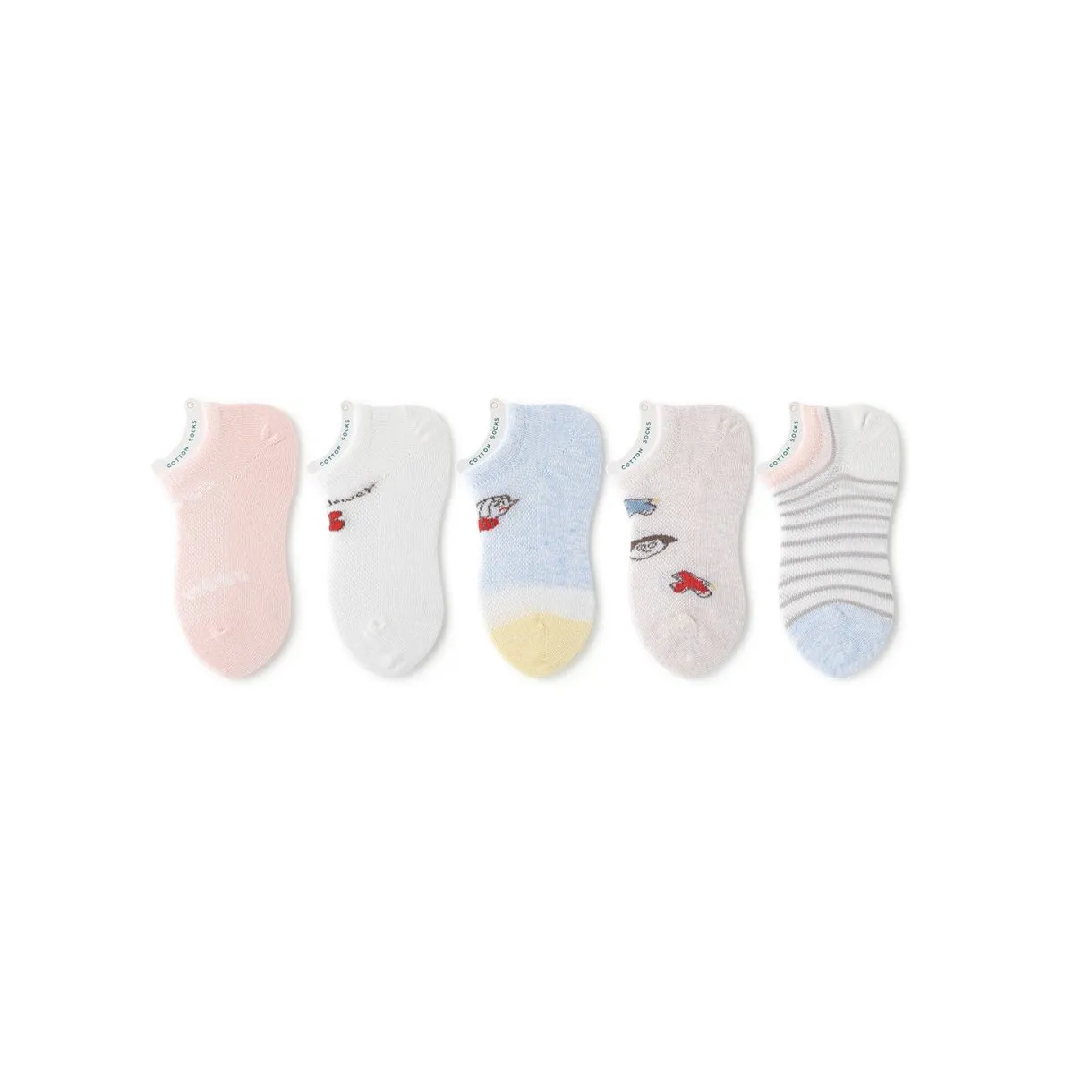 Hide & Seek Thin Mesh Breathable Girl 5pcs Ankle Socks Set