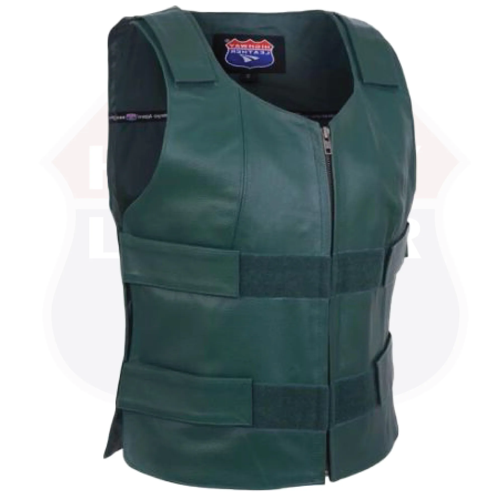 HL14945Hunter H-GREEN Green Emerald Green Women Bullet Proof style Leather Motorcycle Vest for SOA bikers Club