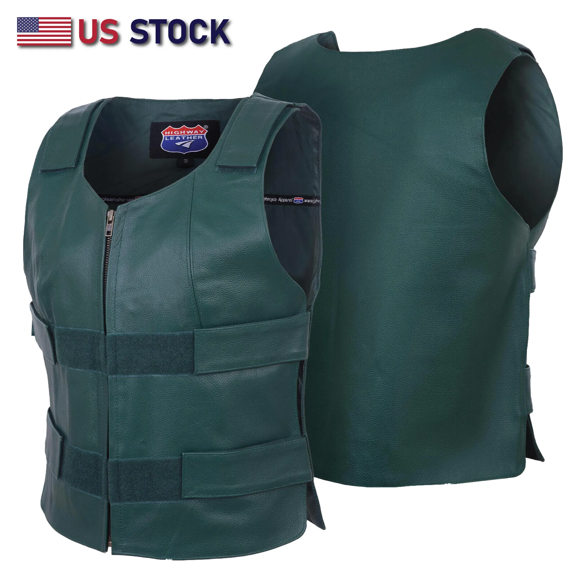 HL14945Hunter H-GREEN Green Emerald Green Women Bullet Proof style Leather Motorcycle Vest for SOA bikers Club