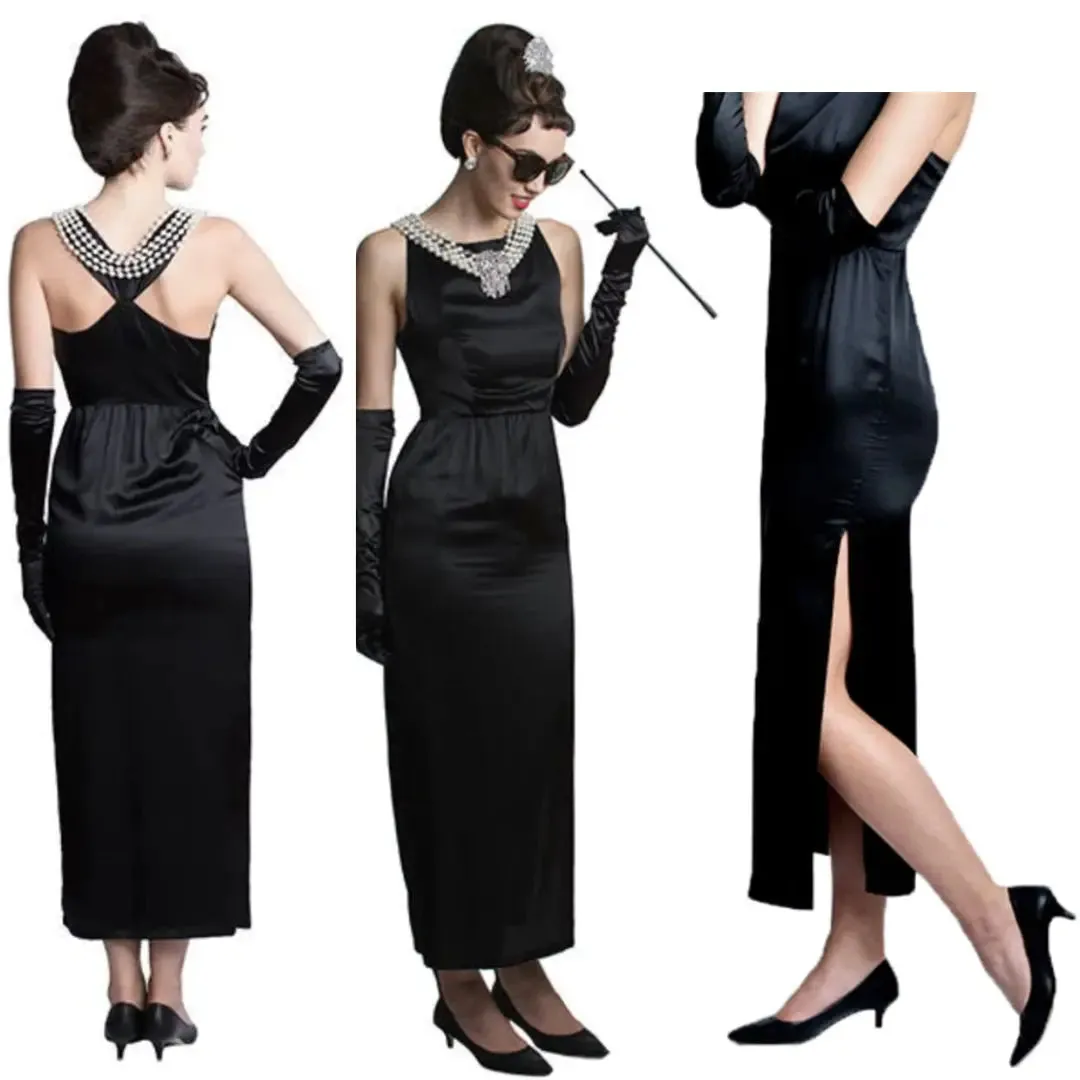 Holly Iconic Black Dress In Satin Inspired By BAT