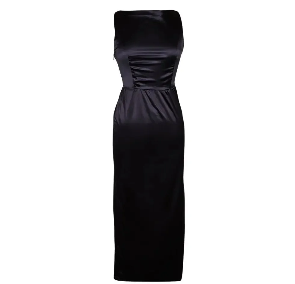 Holly Iconic Black Dress In Satin Inspired By BAT