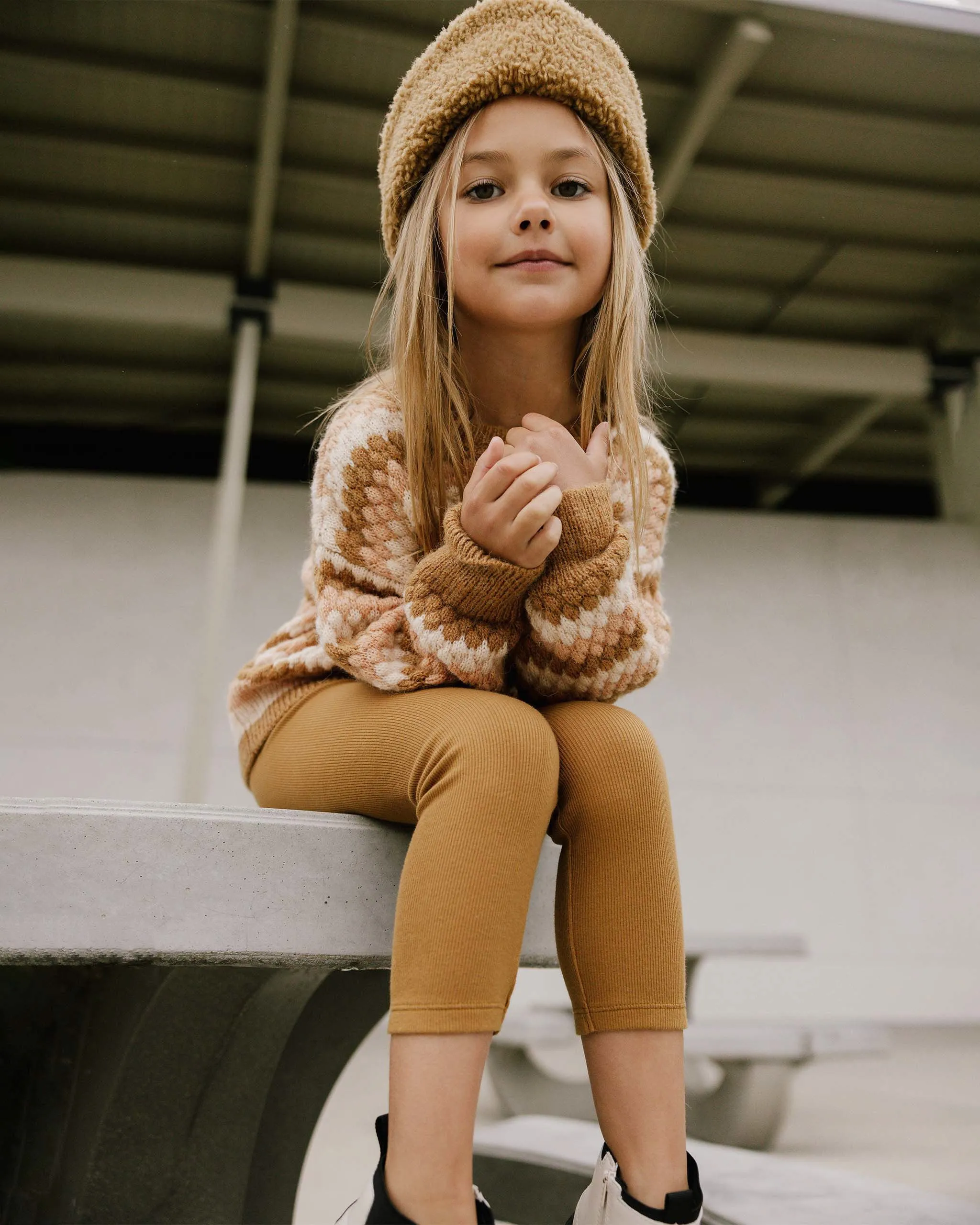 Little Girl Leggings |Ribbed Brass | Rylee and Cru