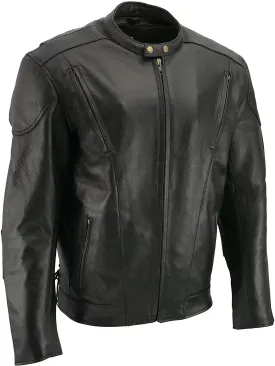 M-Boss Motorcycle Apparel BOS11510 Men’s ‘Speed’ Black Cowhide Leather Motorcycle Riding Jacket