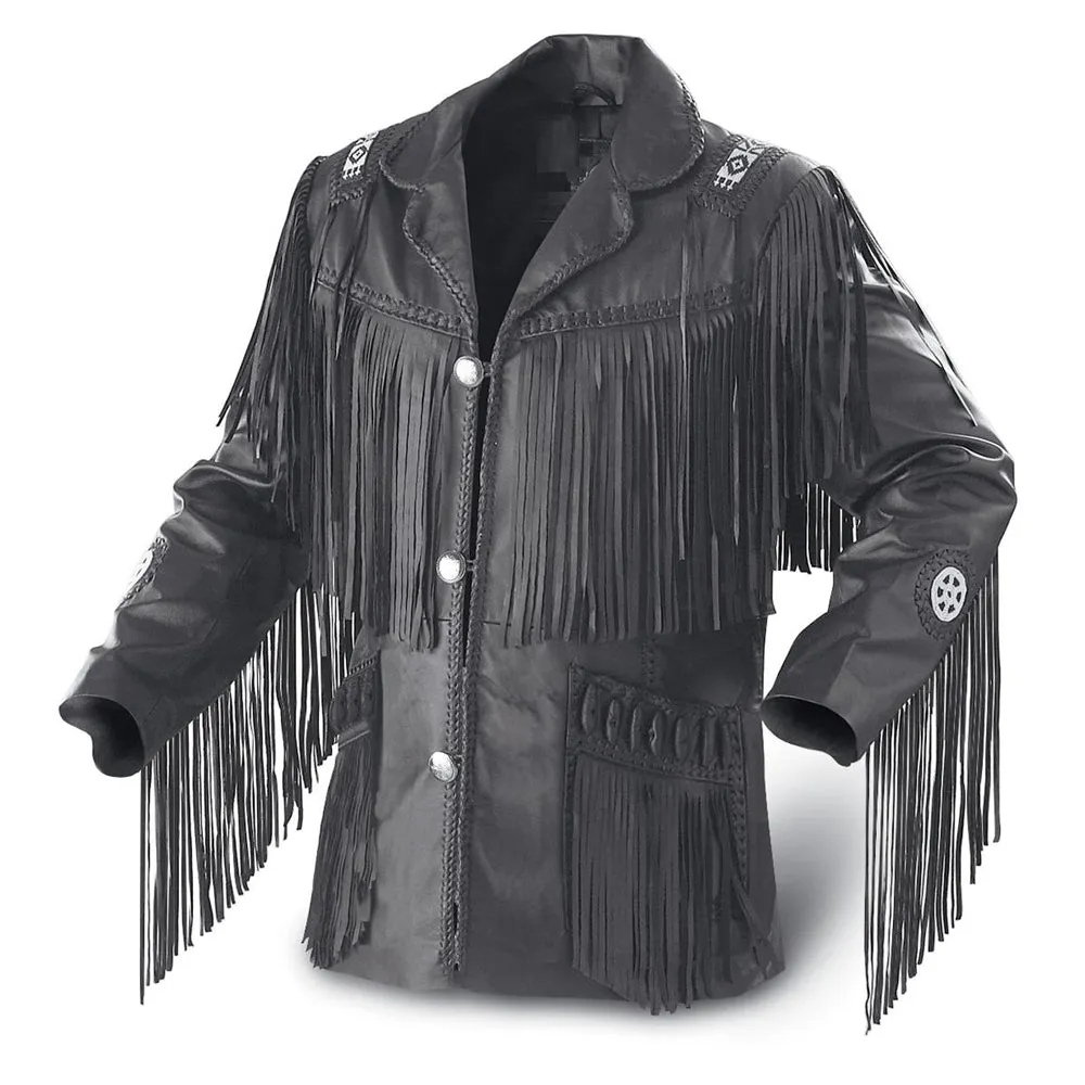 Men Western Cowboy Genuine Leather Jacket