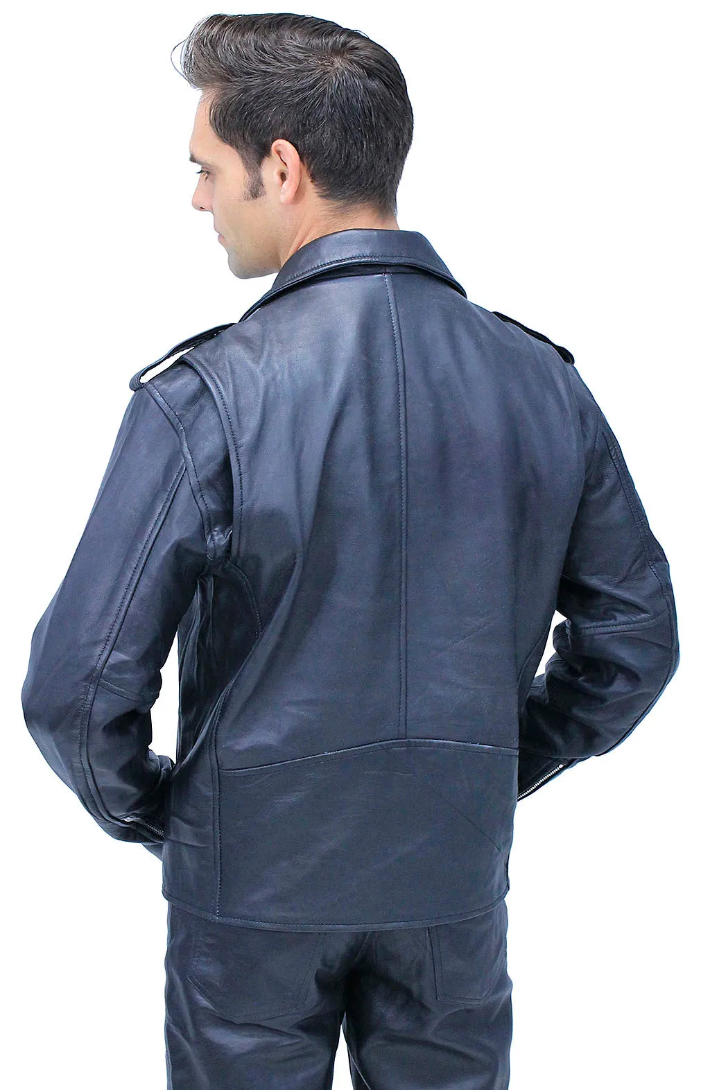 Men's Lightweight Soft Lambskin Leather MC Jacket #M100LAMBK