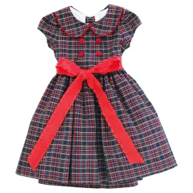 Midnight Plaid with Red Satin Sash