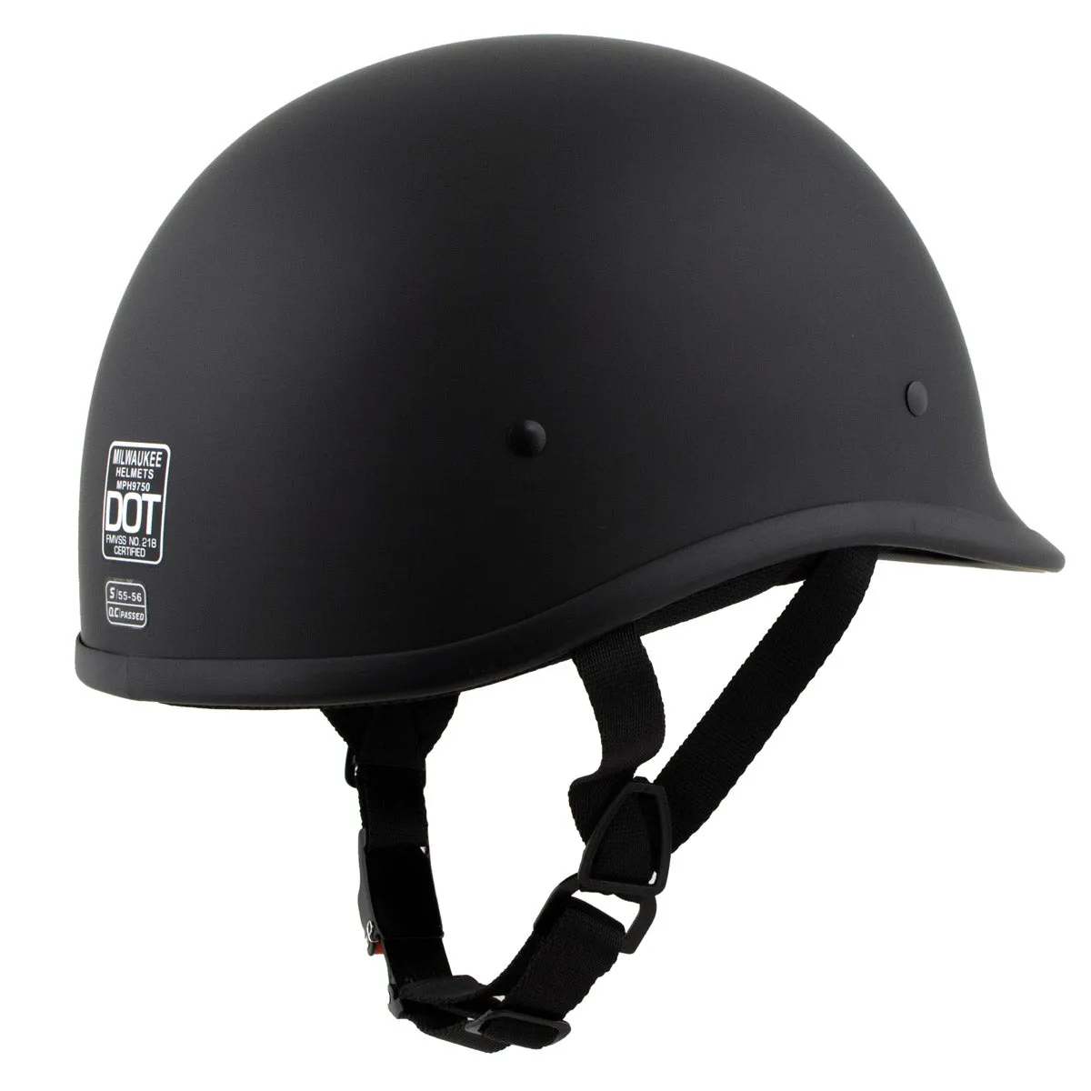 Milwaukee Helmets Polo Style Matte Black Motorcycle Half Face Helmet for Men and Women DOT Approved MPH9750DOT