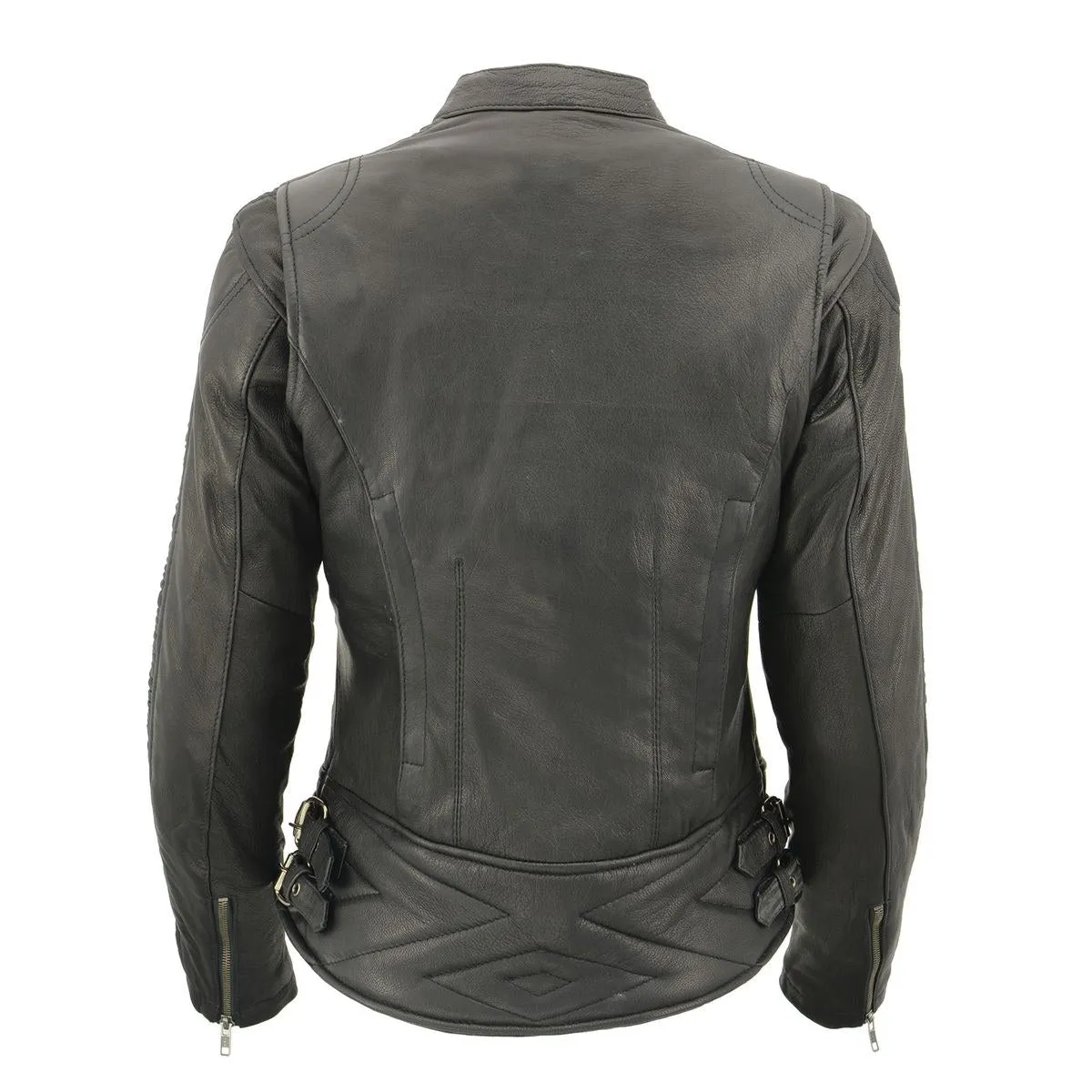 Milwaukee Leather MLL2571 Women's Black 'Crinkled Arm' Lightweight Racer Jacket