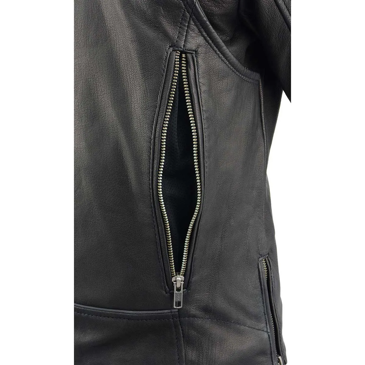 Milwaukee Leather MLL2581 Women's Black 'Classic' Leather Lightweight Long Length Vented Jacket