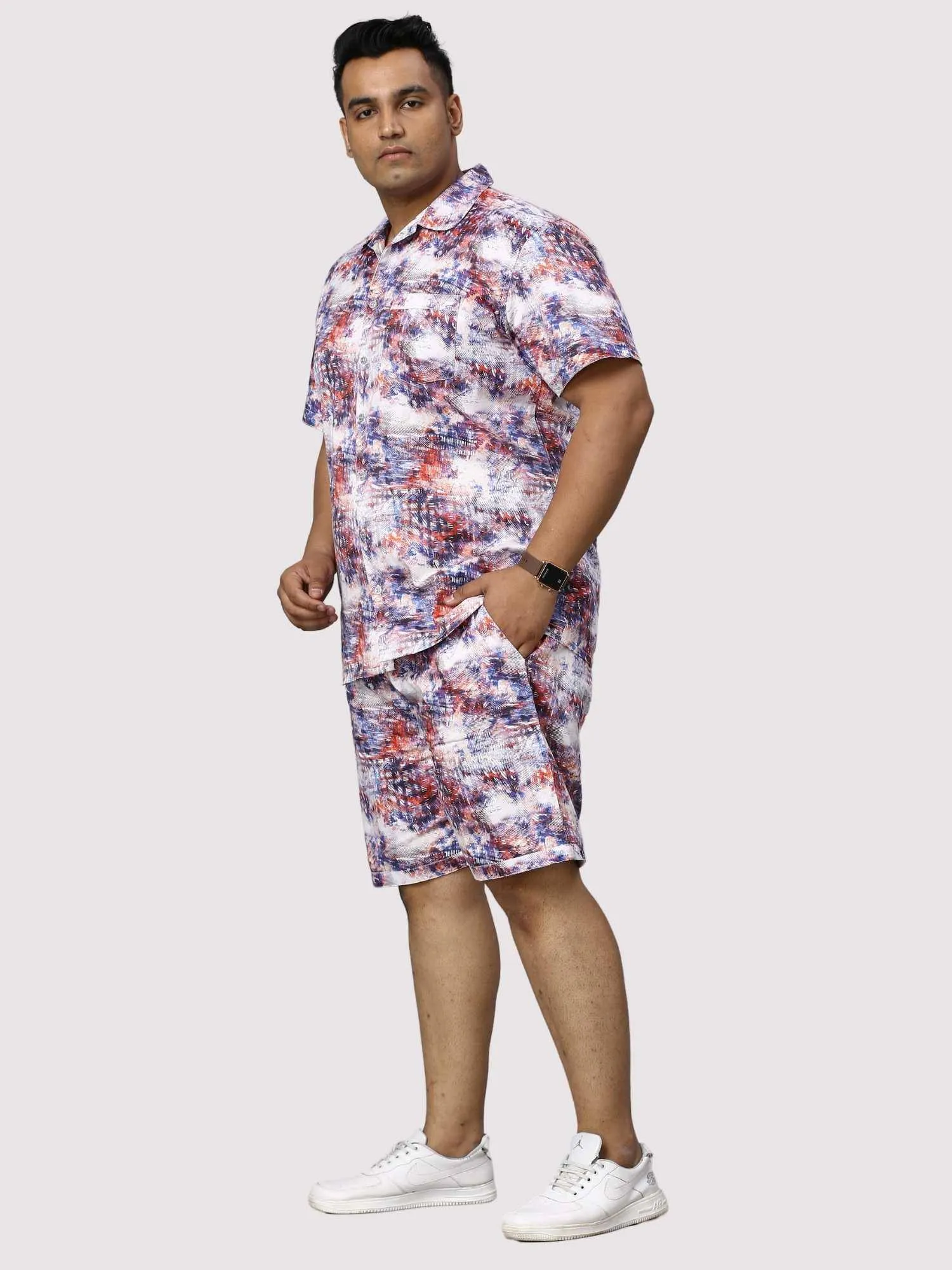 Monsoon Hue Digital Printed Half Co-Ords  Men's Plus Size