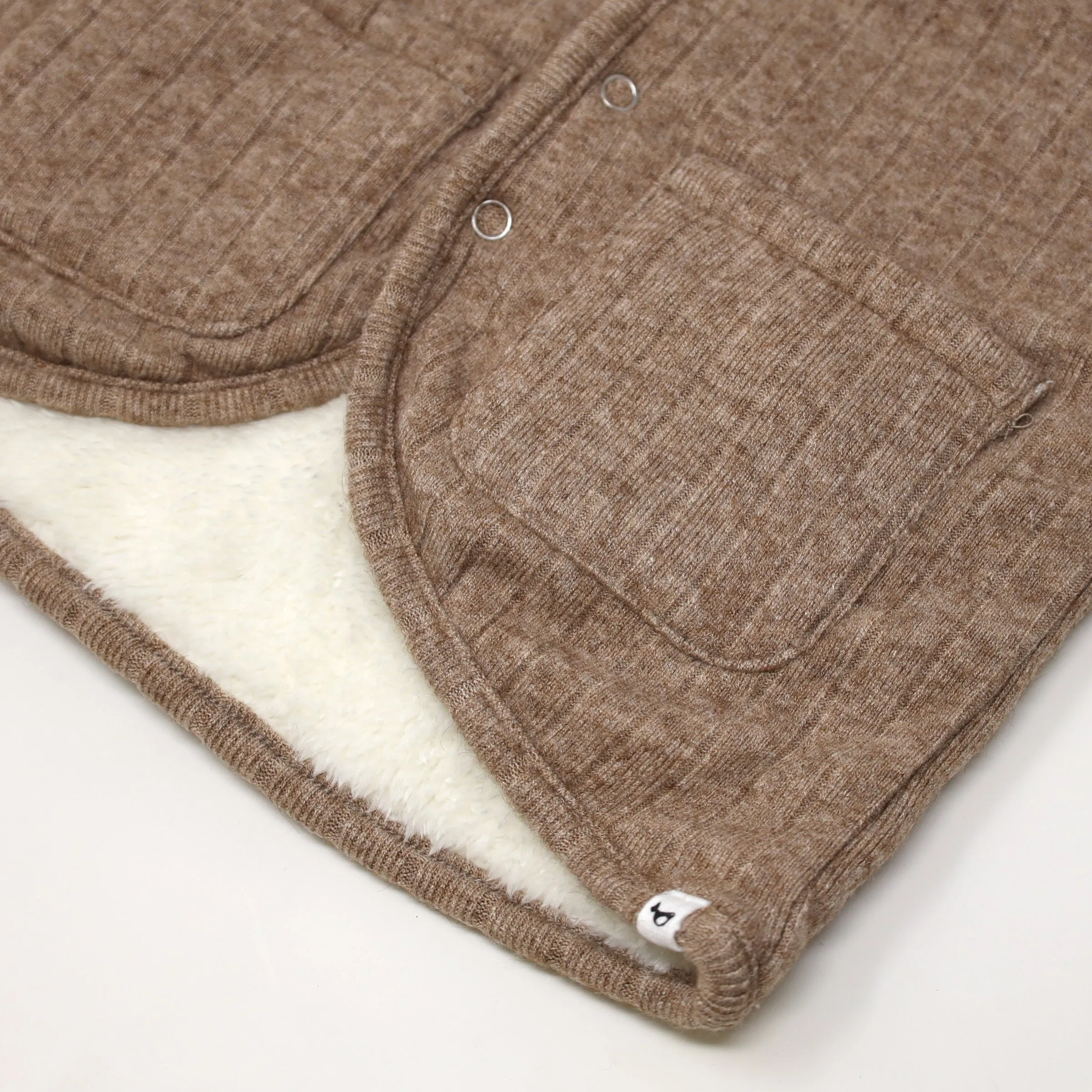 oh baby! Wide Rib Sweater Knit Winter Snowdrift Jacket- Mushroom Heather (Cream Lining)