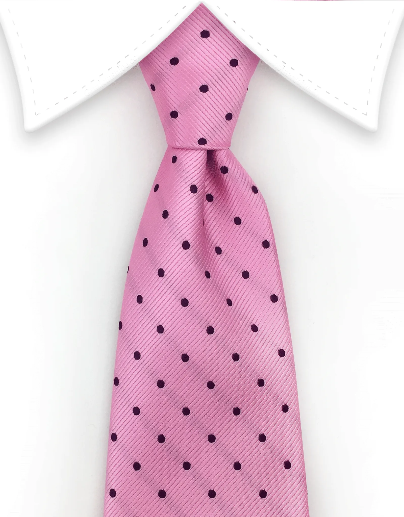 Pink Tie with Dark Purple Polka Dots