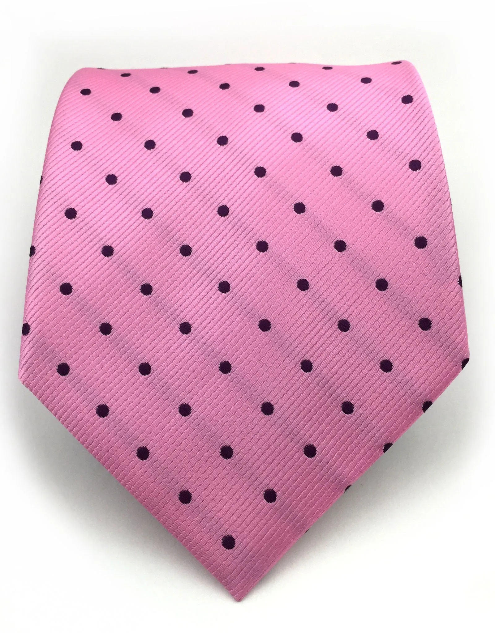 Pink Tie with Dark Purple Polka Dots