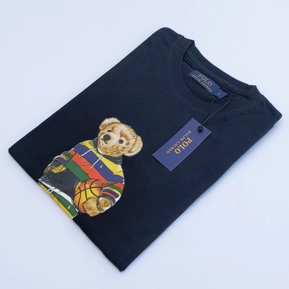 PL - Men 'Dark Navy' Polo Bear Printed T-Shirt PL701