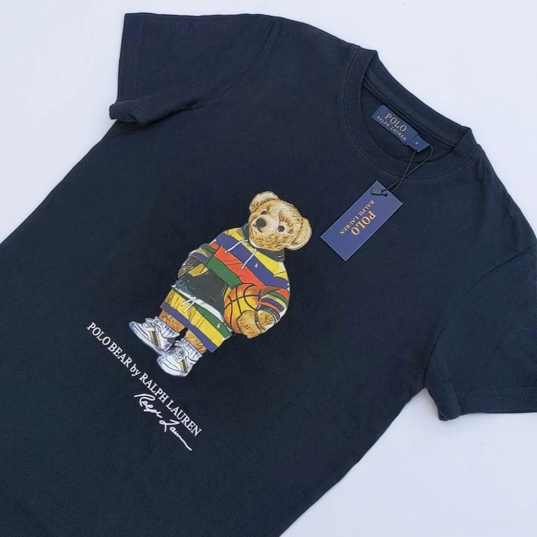 PL - Men 'Dark Navy' Polo Bear Printed T-Shirt PL701