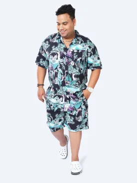 Plus Size Men Jungle Paradise Printed Half Sleeve Co-Ords