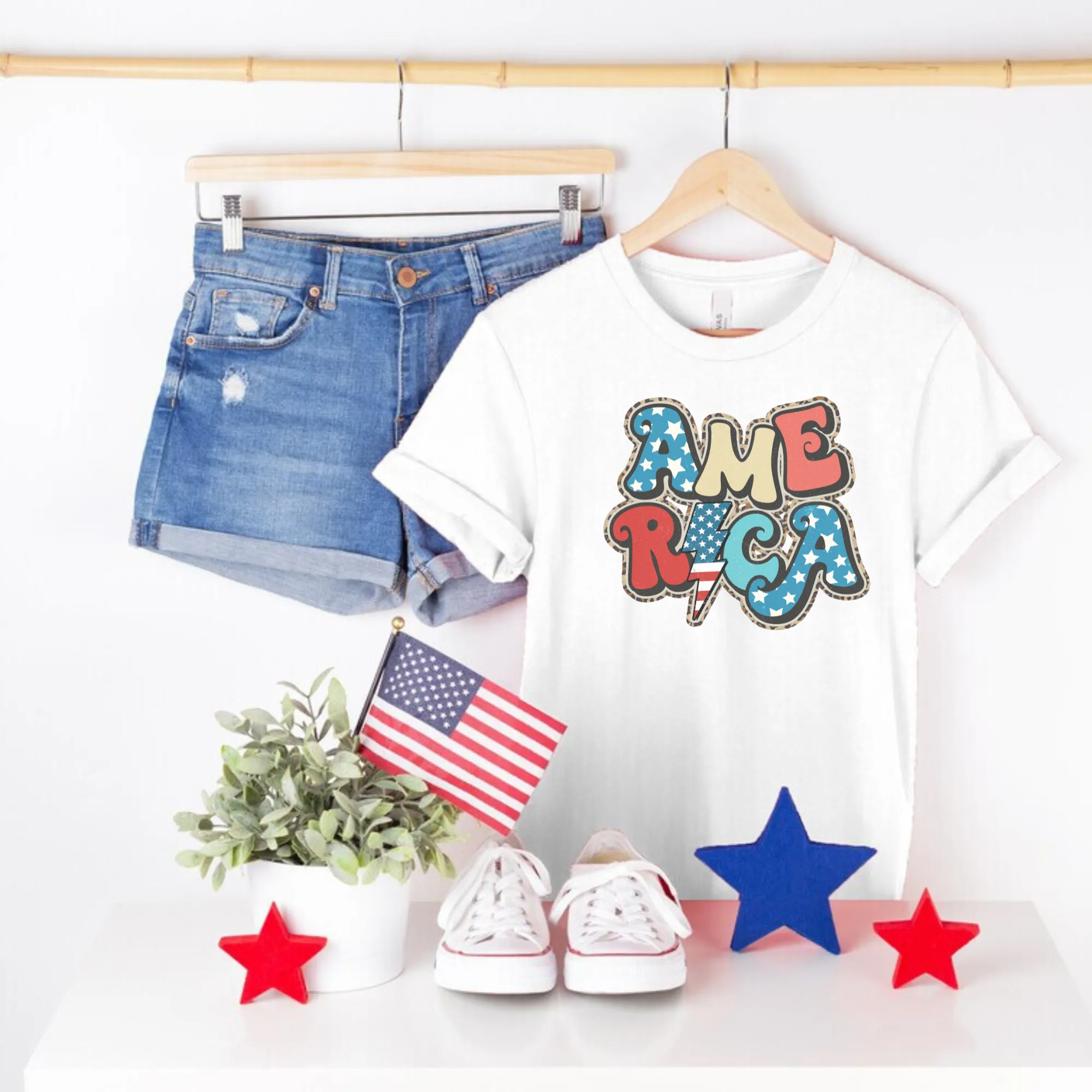 Retro Patriotic Shirt for Women - Perfect for Fourth of July & Memorial Day