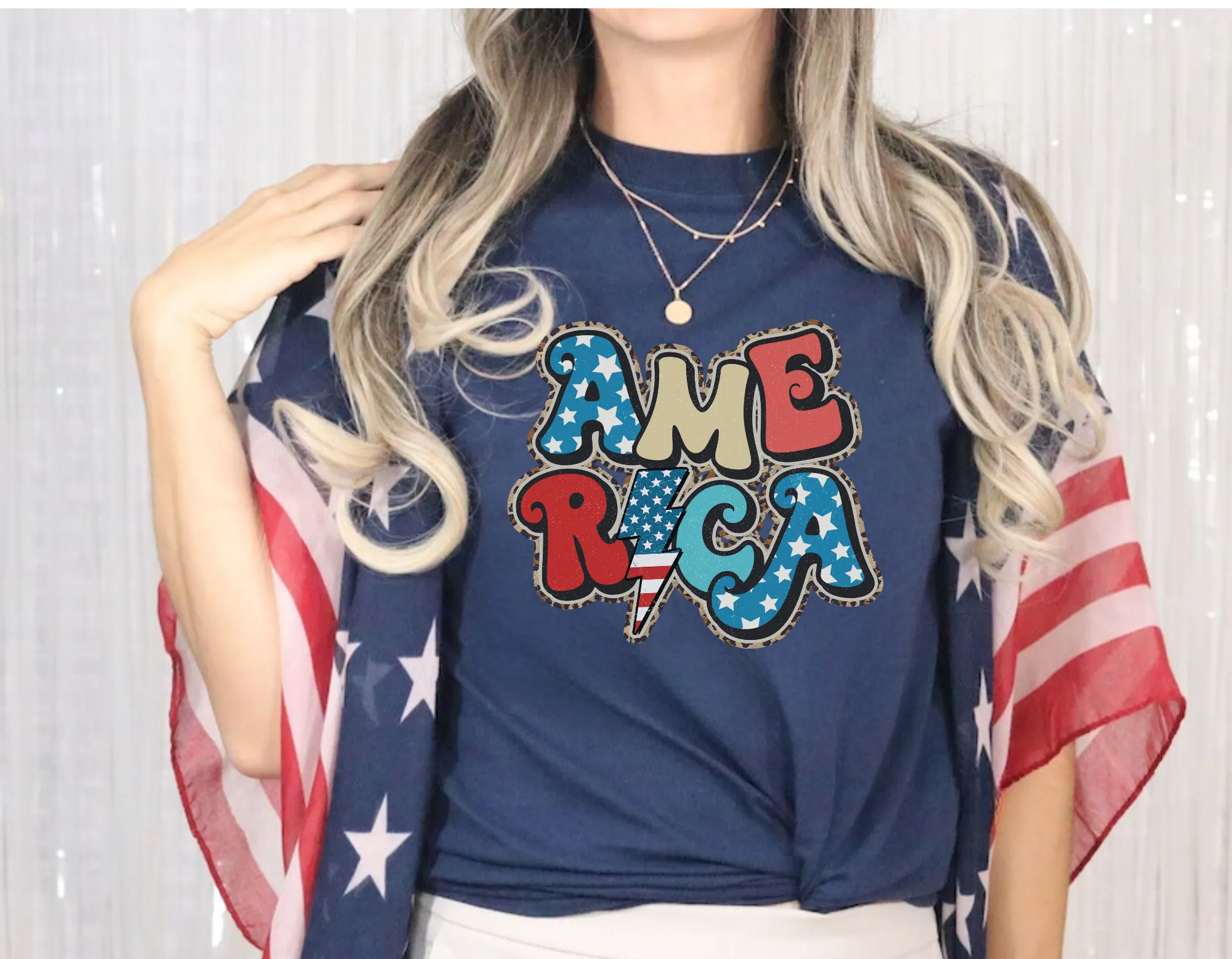 Retro Patriotic Shirt for Women - Perfect for Fourth of July & Memorial Day