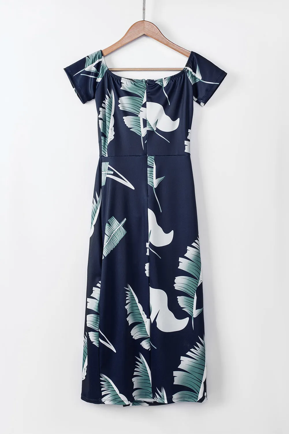 Slit Printed Off-Shoulder Midi Dress