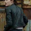 STYLISH WICHITA ZOMBIELAND DOUBLE TAP EMMA STONE BLACK WOMEN'S LEATHER JACKET