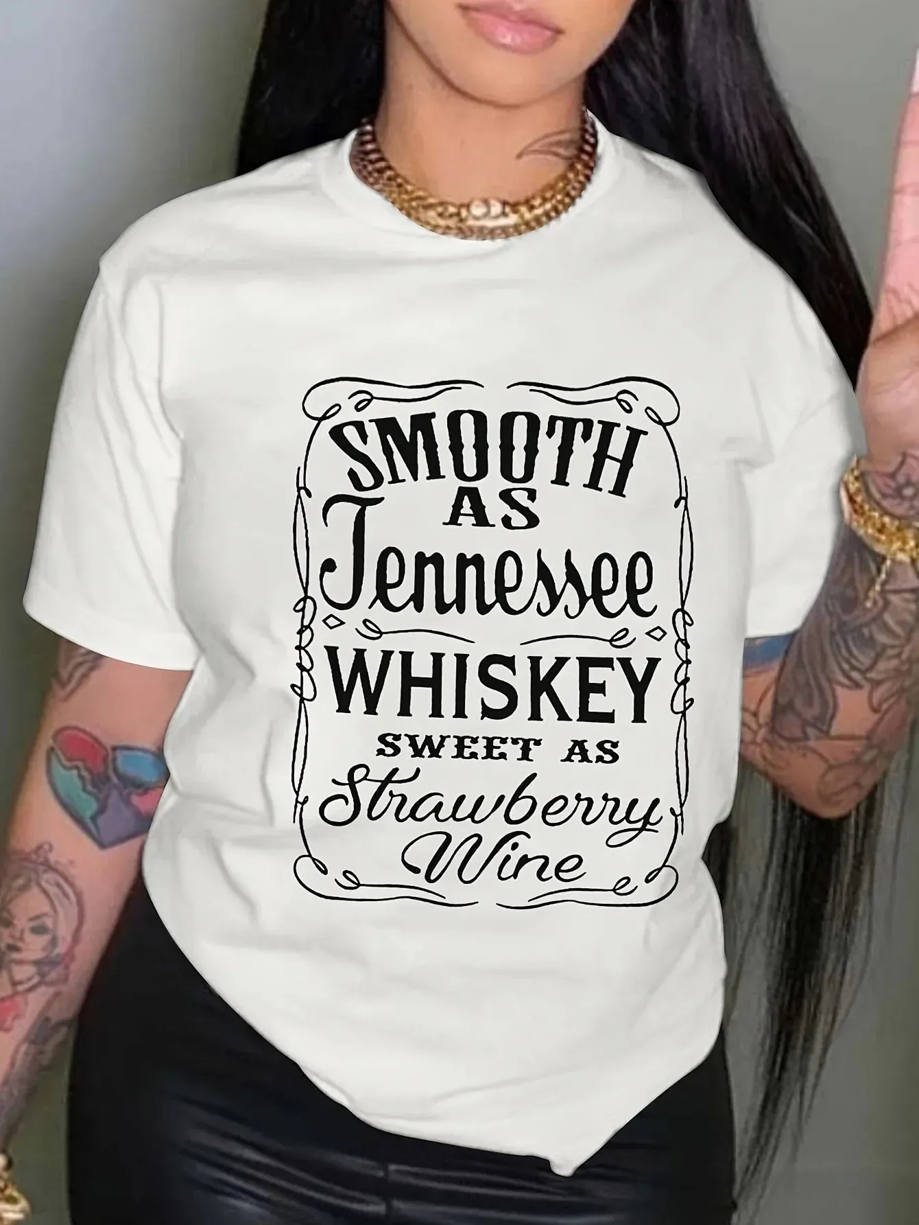 Summer Crew Neck Letter Print Short Sleeve Women's T-shirt