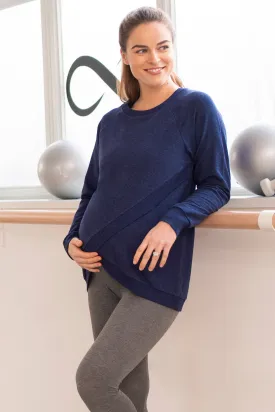 Sybil Navy Crossover Maternity & Nursing Top