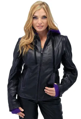 Ultra Premium Purple Stitch Jacket w/Removable Hoodie #L695317HVP