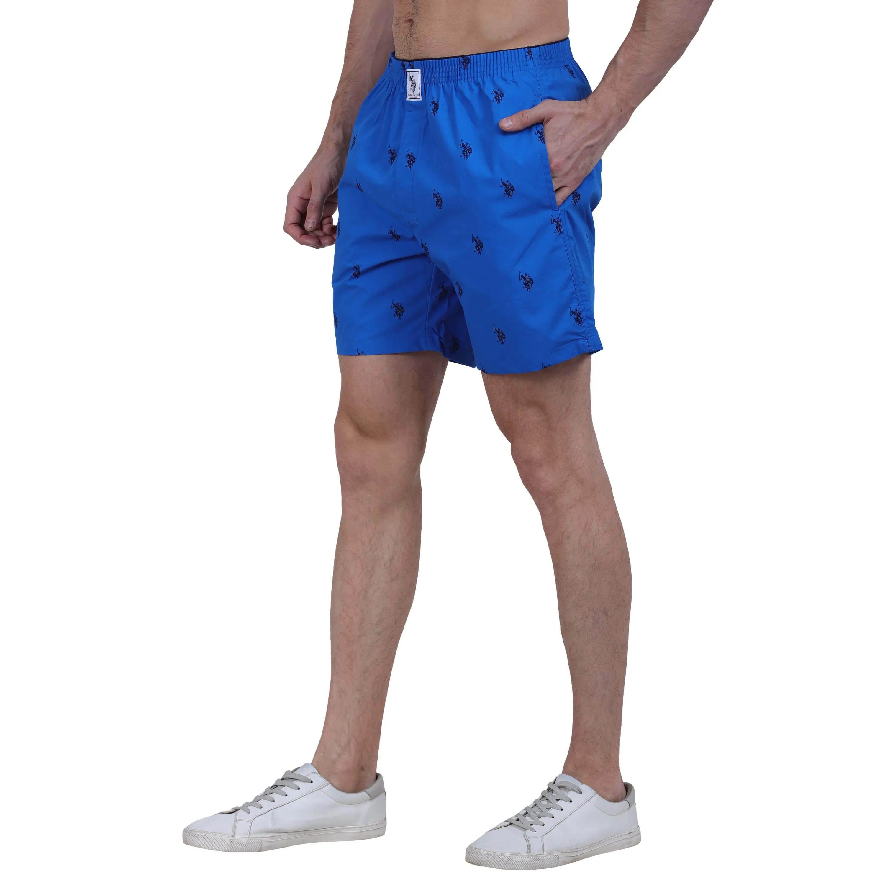 US Polo Printed Blue Boxer Shorts for Men