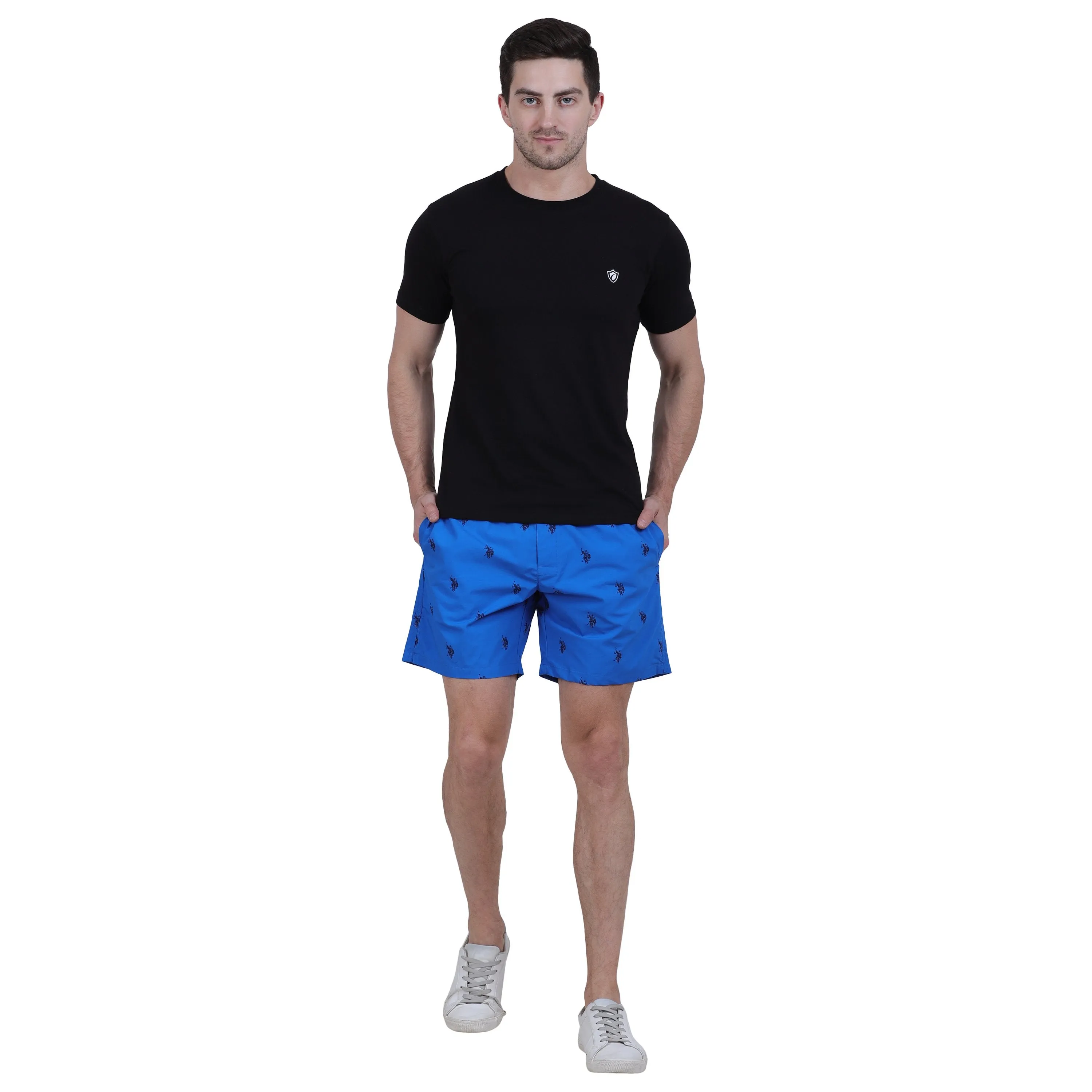 US Polo Printed Blue Boxer Shorts for Men