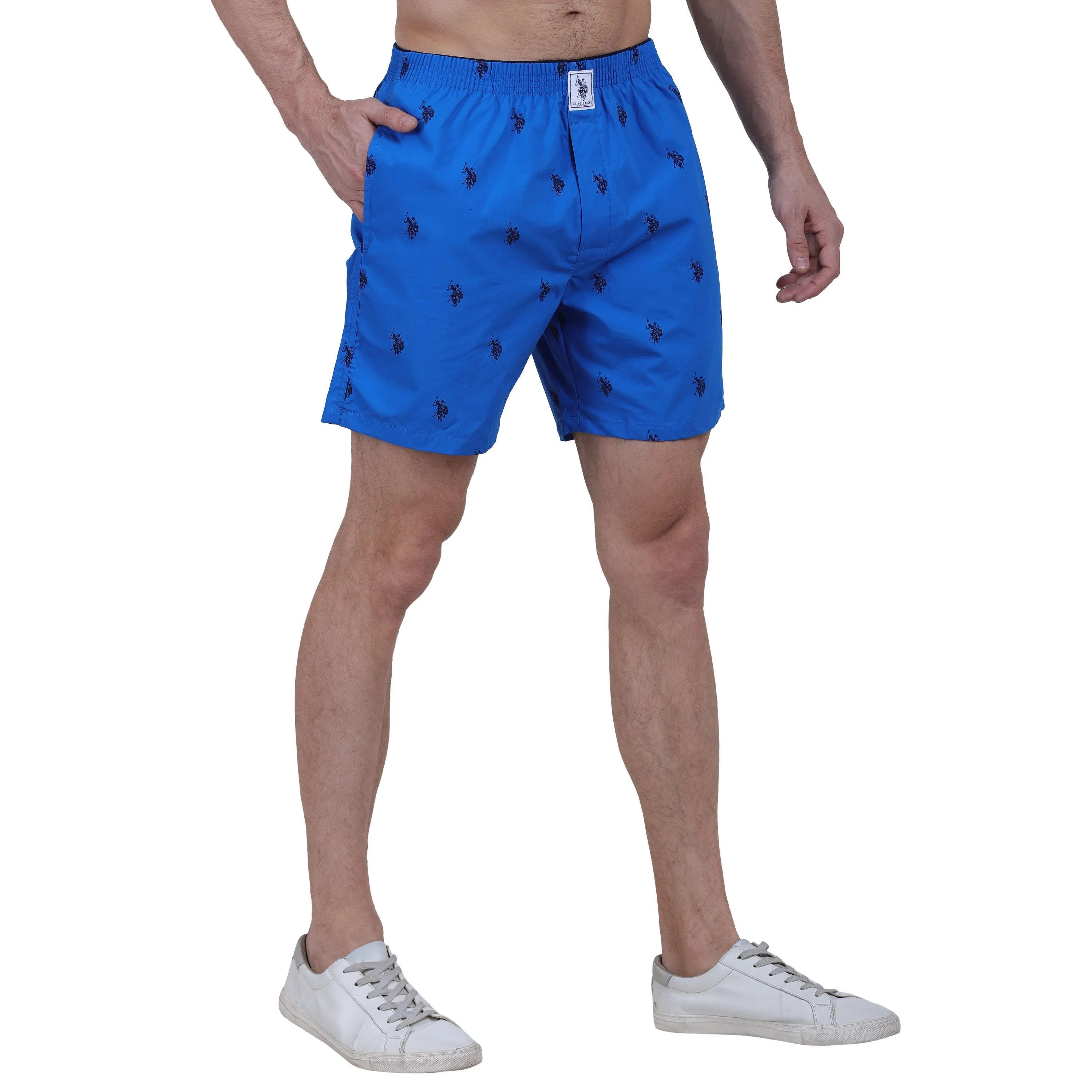 US Polo Printed Blue Boxer Shorts for Men