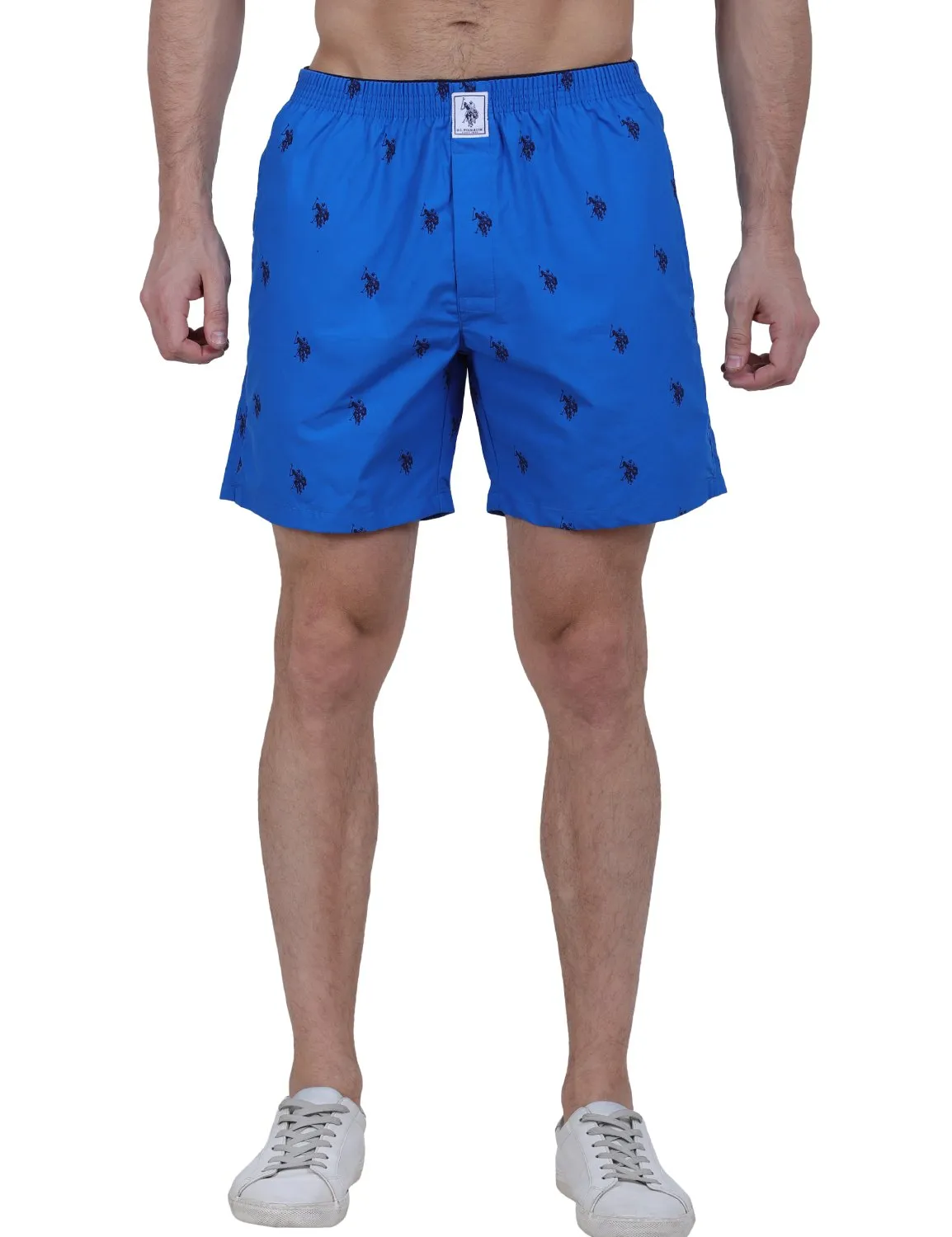 US Polo Printed Blue Boxer Shorts for Men