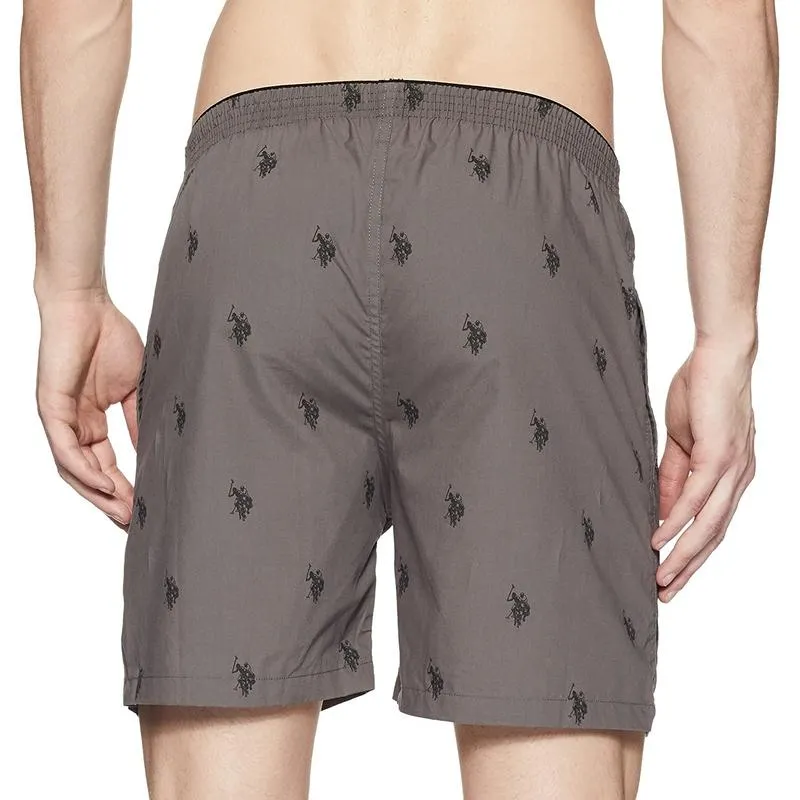 US Polo Printed Grey Boxer Shorts for Men