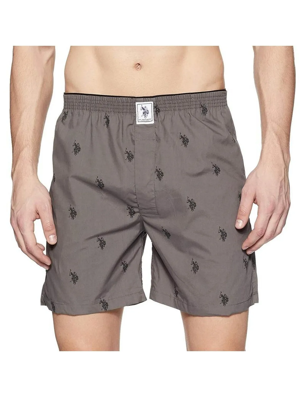 US Polo Printed Grey Boxer Shorts for Men