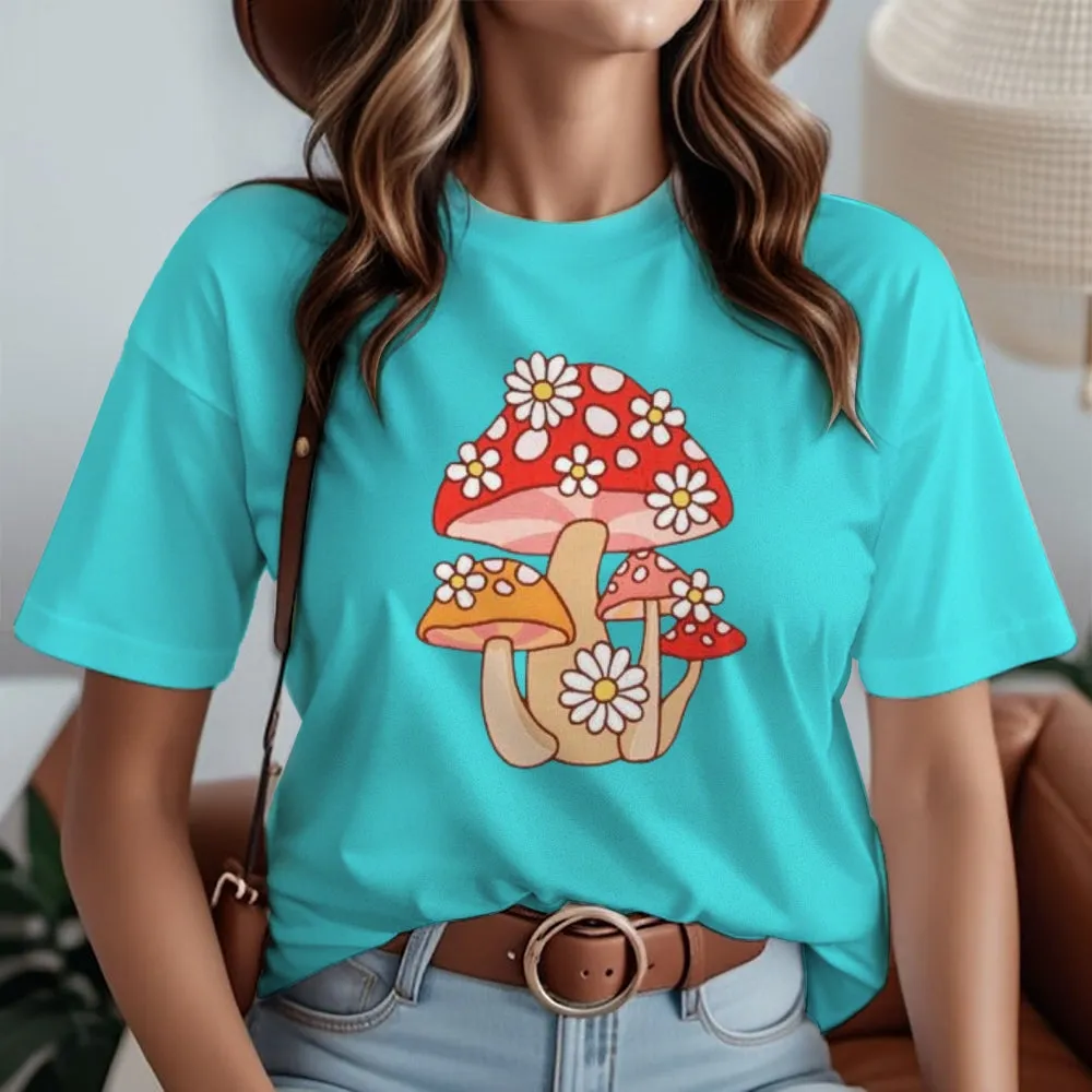 Women Mushroom Print Graphic T-shirt