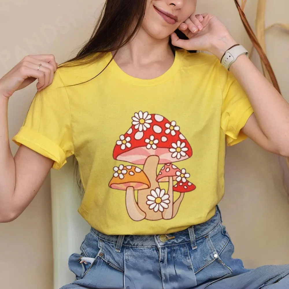 Women Mushroom Print Graphic T-shirt