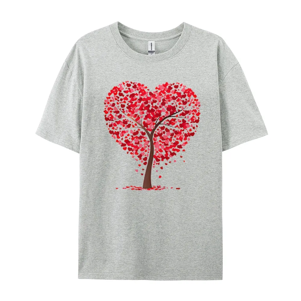 Women Valentine's Day Love Heart Tree Print Graphic T-shirt