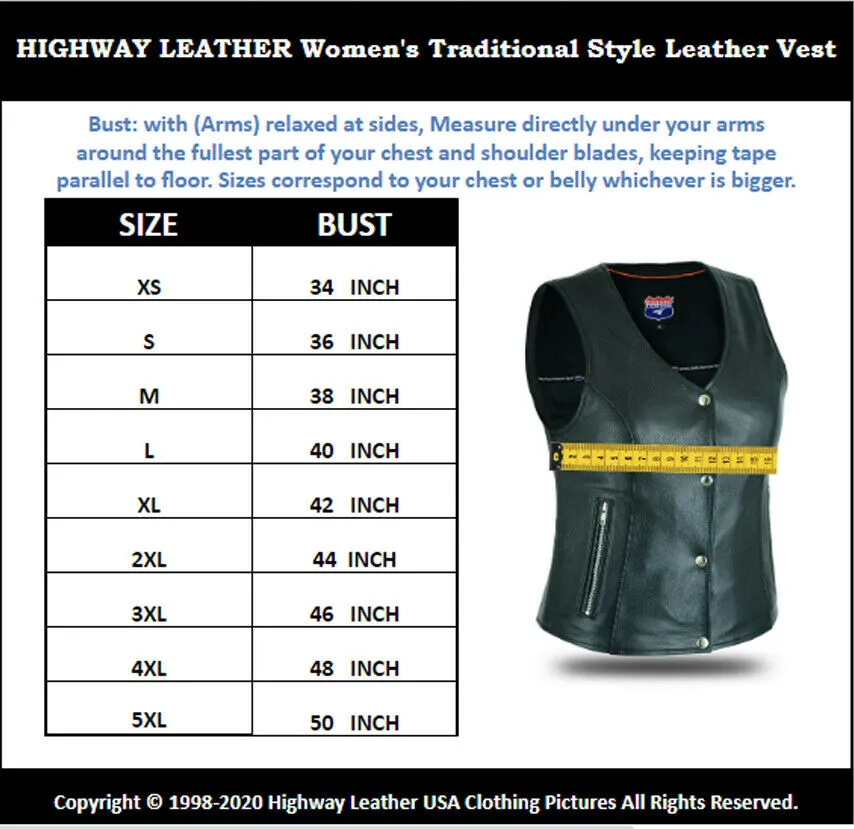 Womens Motorcycle Vest | Motorcycle Vest for Ladies Basic Gun Pocket -HL14850SPT