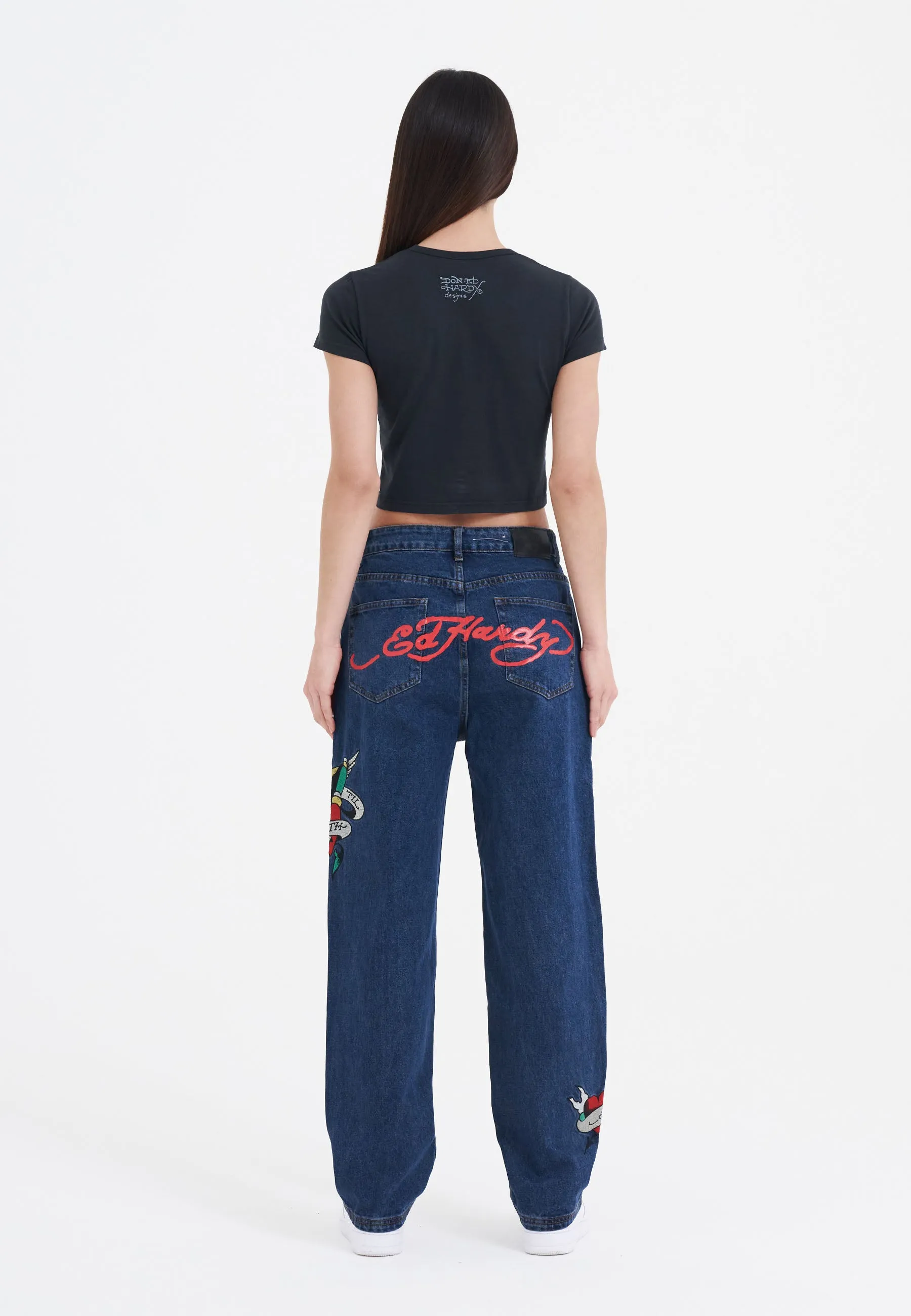 Womens True-Til-Death Relaxed Fit Denim Trousers Jeans - Indigo